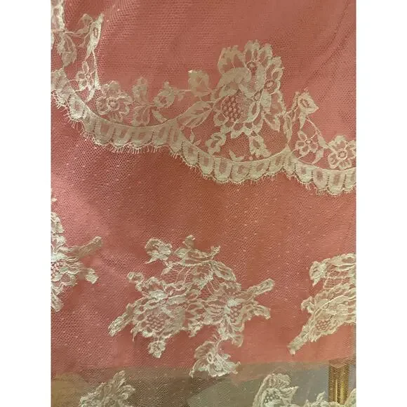 American vintage 50’s Pink Lace netting overlay shelf bust dress size X Small - Picture 12 of 16